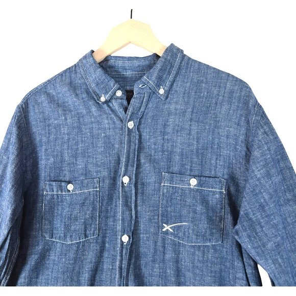 SpaceX Chambray Denim Button-Up Shirt L Long Sleeve Workwear - Picture 3 of 6